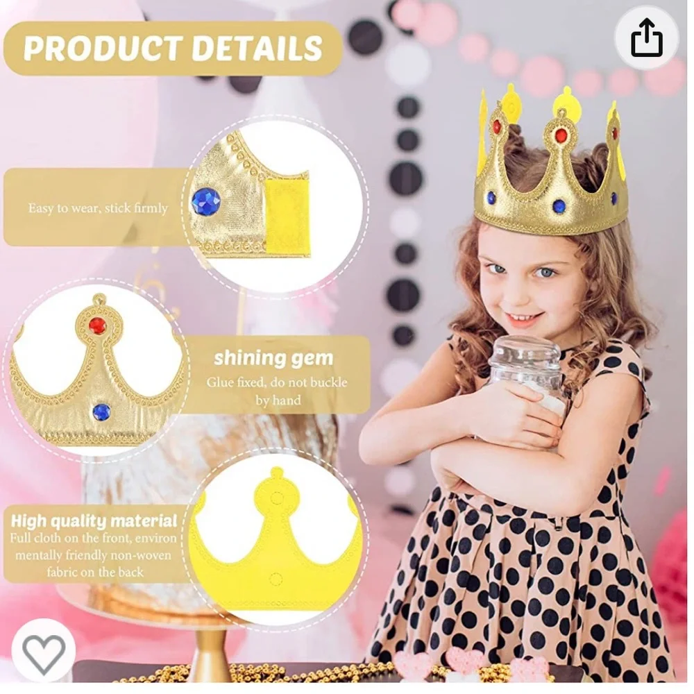 Adult & Youth Unisex Gild Cloth & Regal Rhinestone Crowns For Kings & Queens